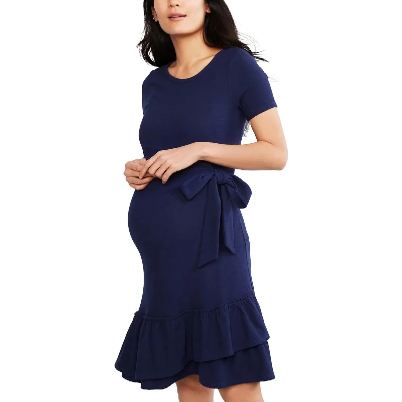 A Pea In The Pod Womens Ruffled Side Tie Maternity Dress