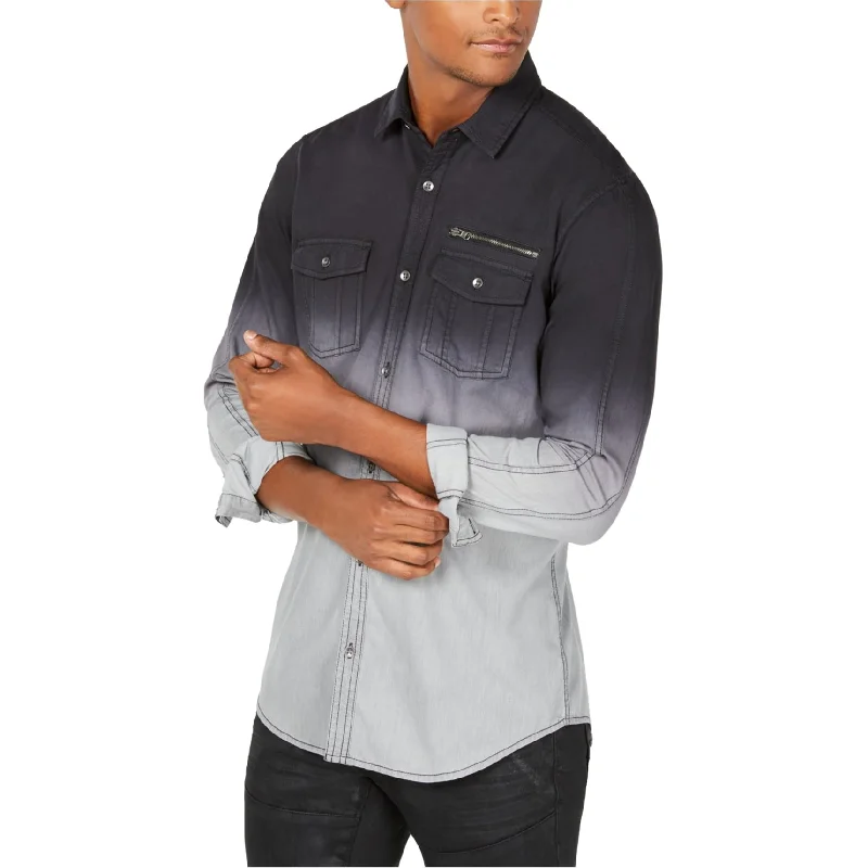 I-N-C Mens Ombre Button Up Shirt, Grey, XX-Large