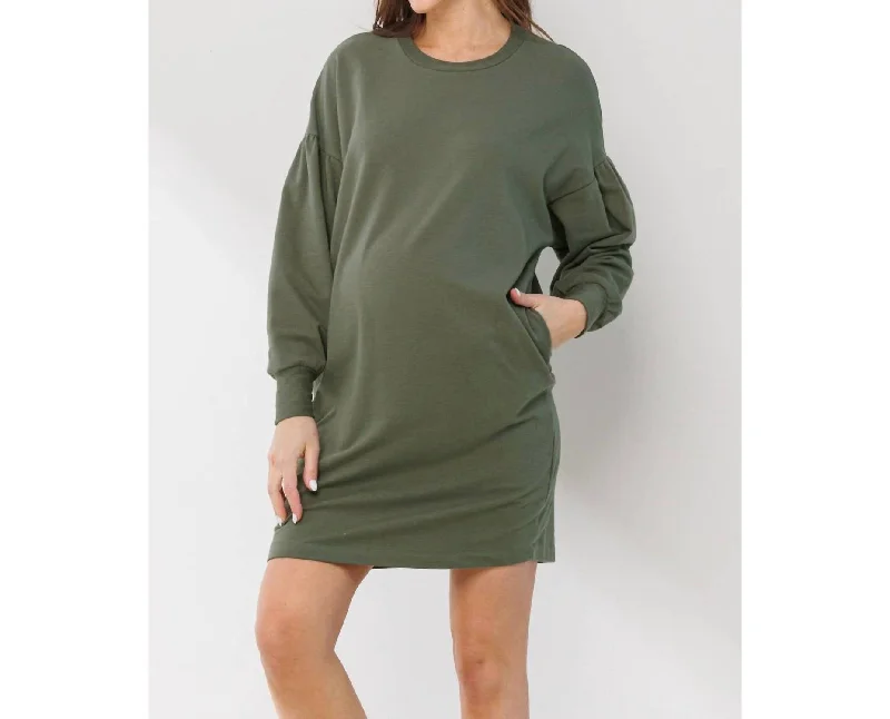 Maternity Sweater Dress In Olive