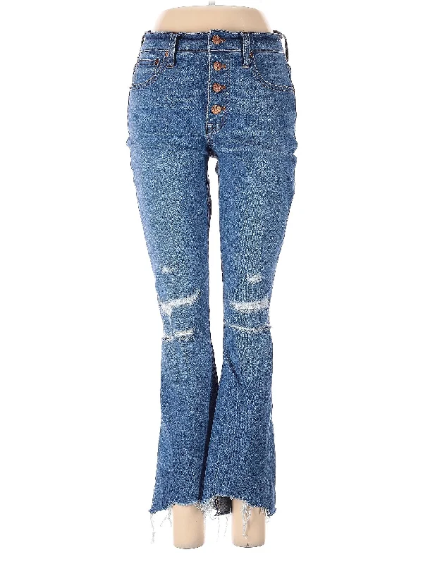 women's denim jeans with leather patchesMid-Rise Bootleg Jeans