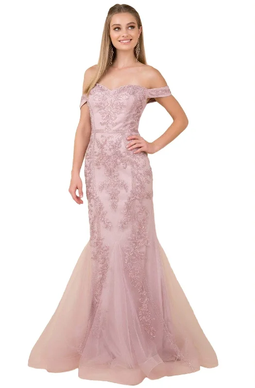 Formal Dress for Rustic ThemesNox Anabel - H294 Beaded Off Shoulder Mermaid Gown