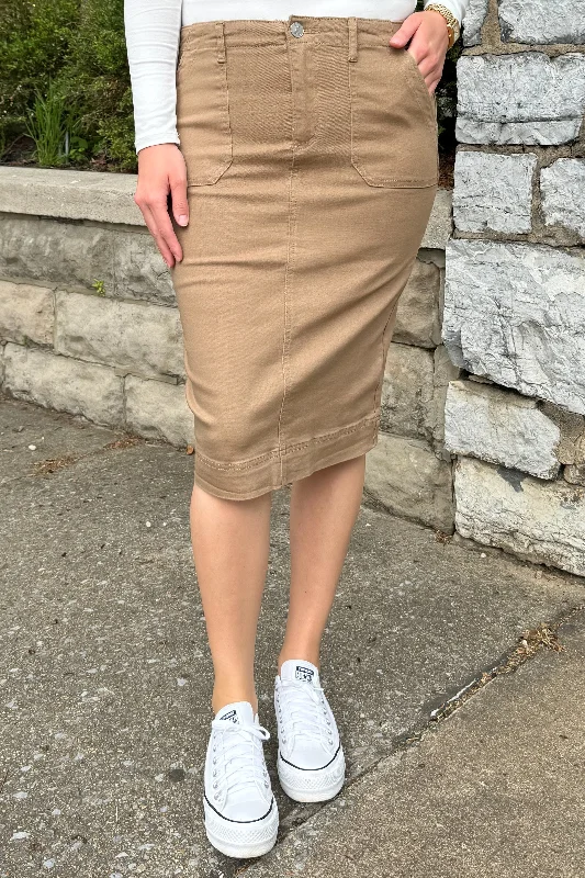 Amber Denim Skirt in Dk. Khaki