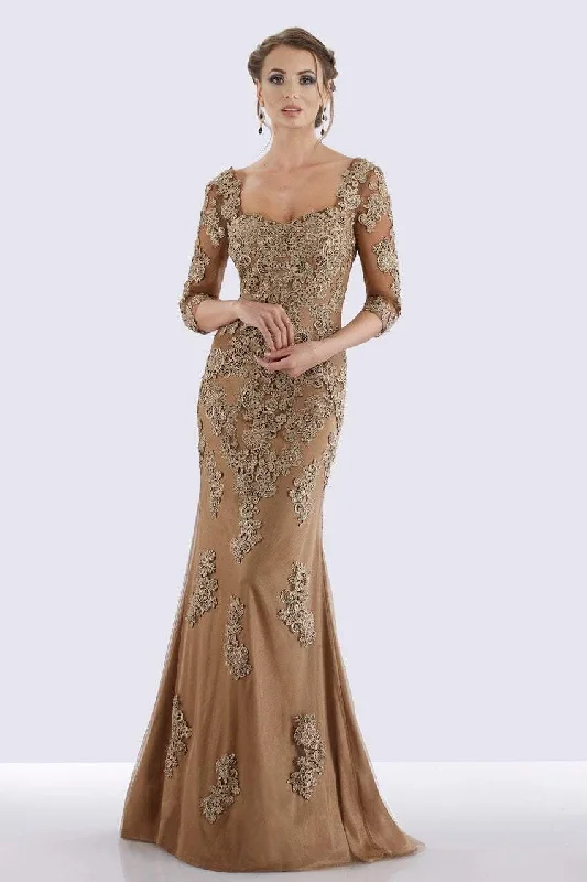 Formal Dress for Costume BallsFeriani Couture - 26271 Quarter Length Sleeve Lace Sheath Gown