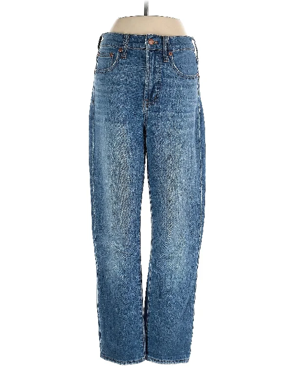 women's ankle-length denim jeansHigh-Rise Straight-leg Jeans in Medium Wash