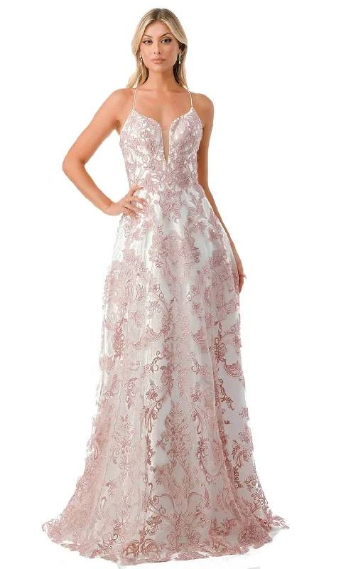 elegant prom dressesAspeed Design P2208 - Embroidered A-Line Prom Dress