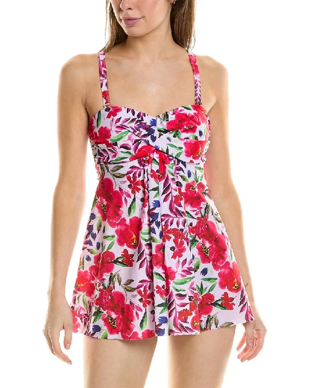 High-Waisted Female SwimwearNicole Miller Bandeau Swim Dress