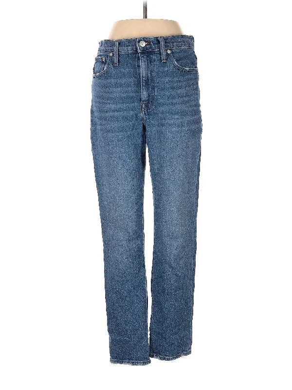 women's distressed denim jeans with holesLow-Rise Straight-leg Jeans in Medium Wash