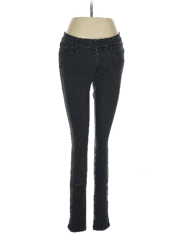 women's denim jeans with lace trimLow-Rise Skinny Jeans in Dark Wash