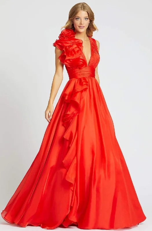 Formal Dress for Military BallsMac Duggal Ballgowns - 48856H Ruffle Accent Sleeveless V Neck Ballgown