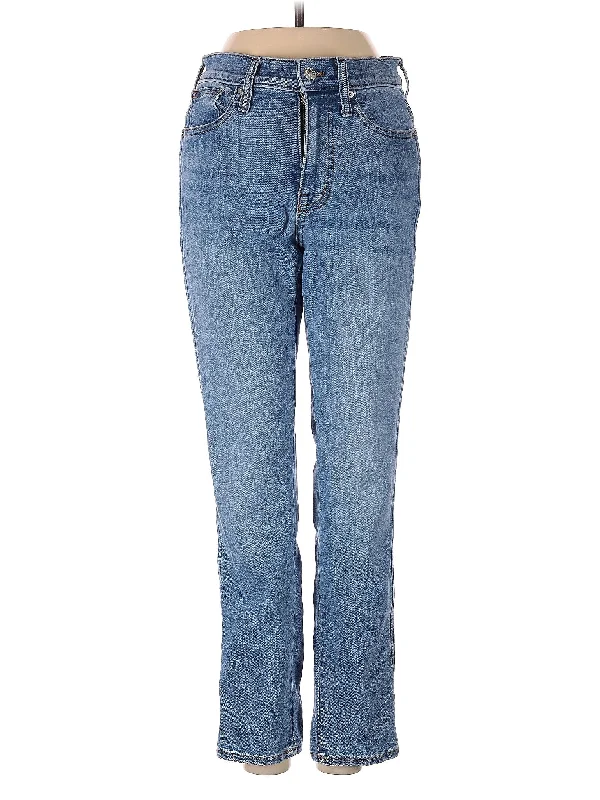 women's high-waisted denim jeansMid-Rise Straight-leg Jeans in Medium Wash