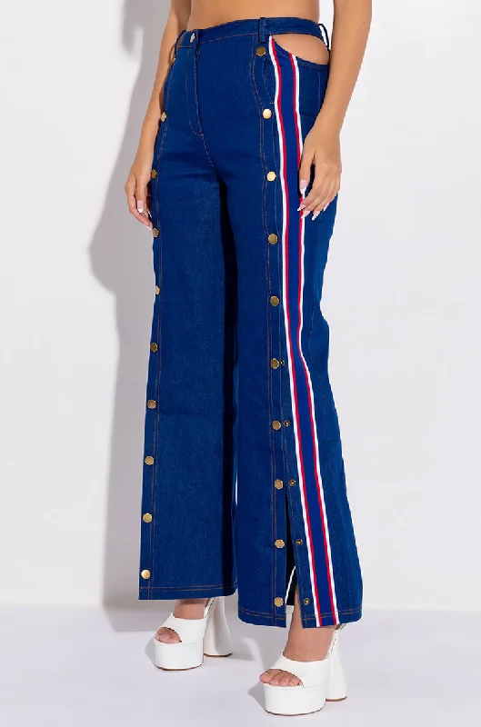 RUN IT UP WIDE LEG DENIM JEANS