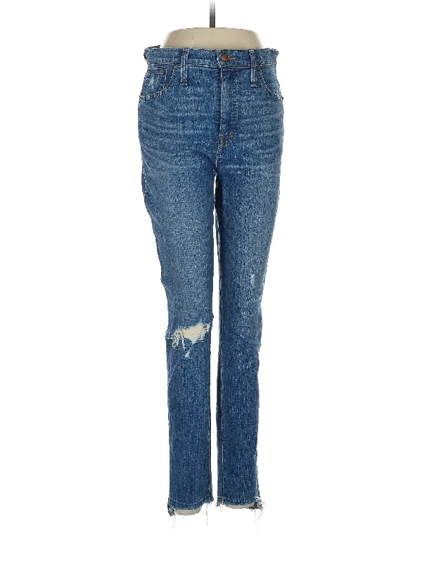 women's denim jeans with elastic waistbandsLow-Rise Straight-leg Jeans