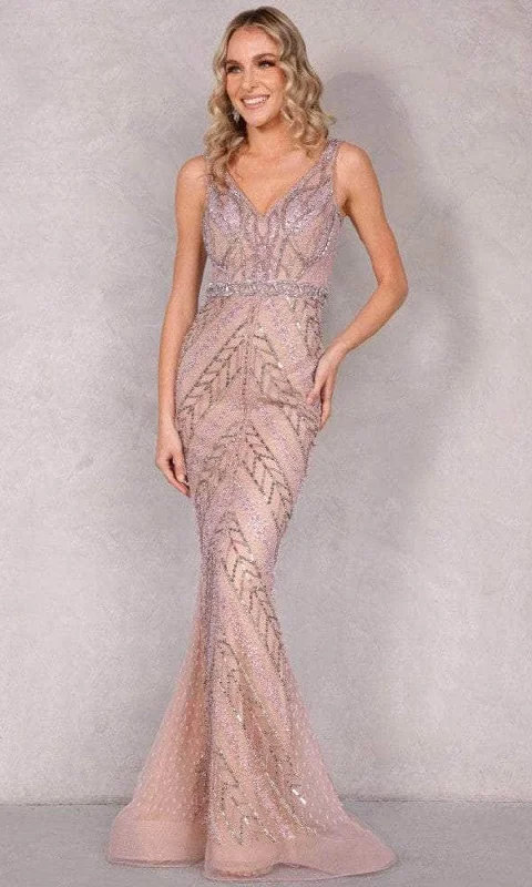 Formal Dress for Bar MitzvahsTerani Couture 2027GL3258 - Embellished V-Neck Formal Gown