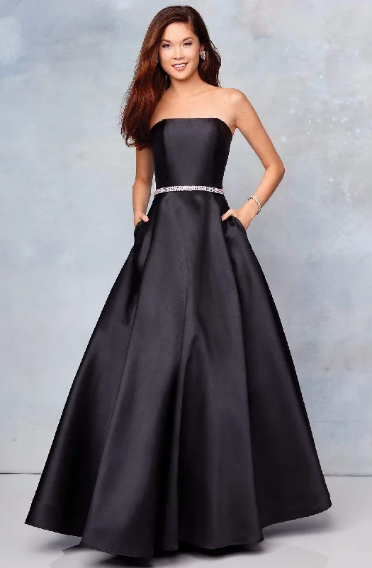 beaded prom dressesClarisse - 3739 Strapless Embellished Belt Mikado Prom Gown