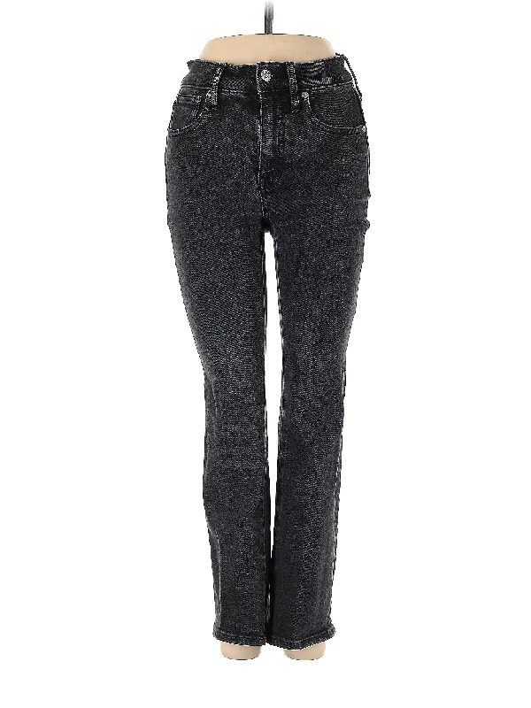 women's denim jeans with ripped kneesHigh-Rise Bootleg Jeans in Dark Wash