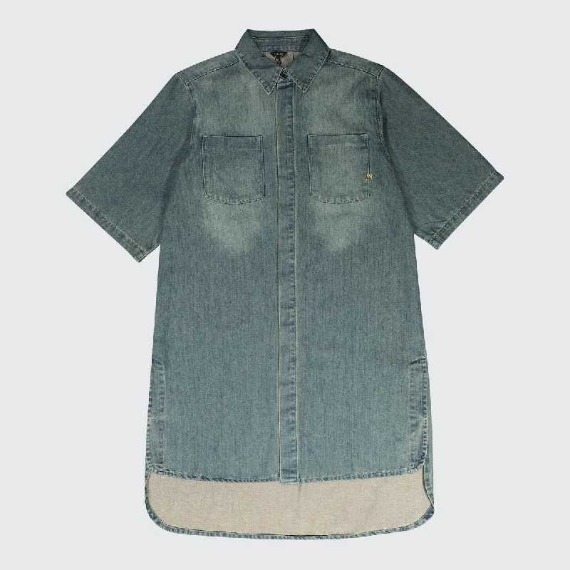 TSHEPO, LADIES DENIM DRESS, MID-BLUE