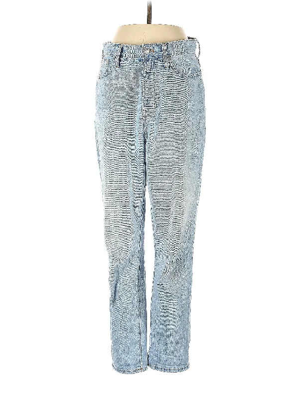 women's denim jeans with buttonsHigh-Rise Straight-leg Jeans in Light Wash