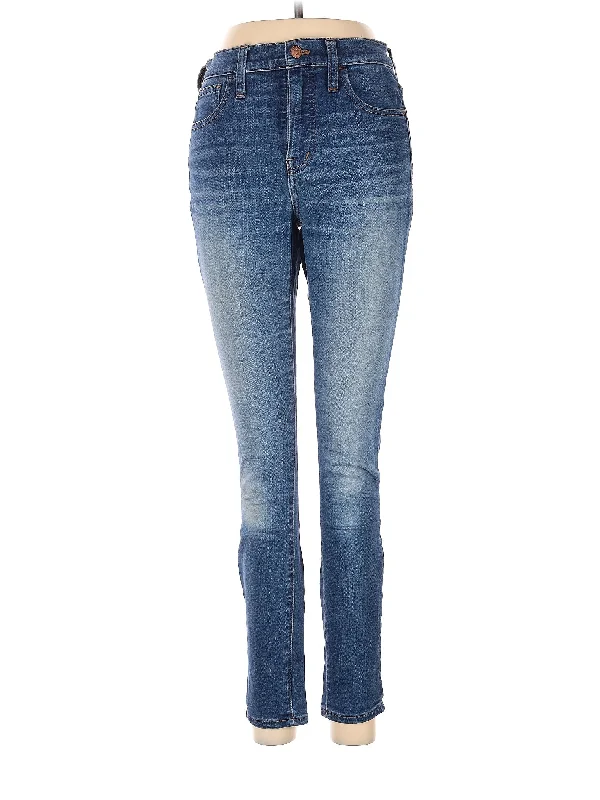 women's acid-washed denim jeansHigh-Rise Skinny Jeans in Medium Wash