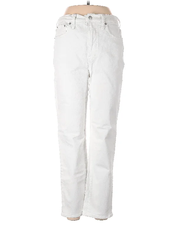 women's denim jeans with floral embroideryMid-Rise Straight-leg Jeans