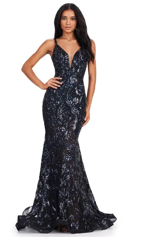 prom dresses for fallAshley Lauren 11444 - Sequin Mermaid Prom Dress