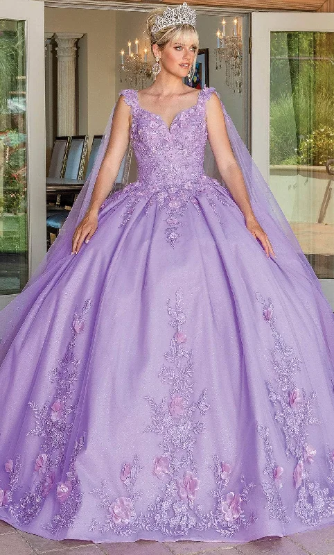 Formal Dress for Garden Party ThemesDancing Queen 1716 - Cape Sleeve Embroidered Ballgown