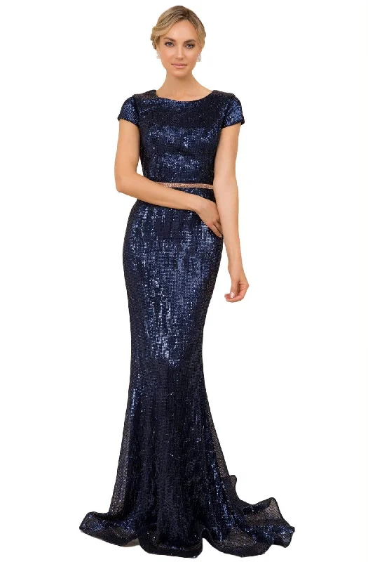 Formal Dress for Creative ThemesNox Anabel - F338 Cap Sleeve Sequined Mermaid Gown