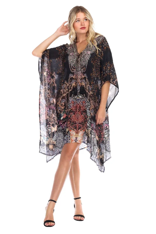 High-Neck Female SwimwearCaftan Light weight Lounger Dress | Laid Back Printed Boho Kaftan Dress Coastal Resort Style Bathing Suit Bikini Swimsuit Cover Up