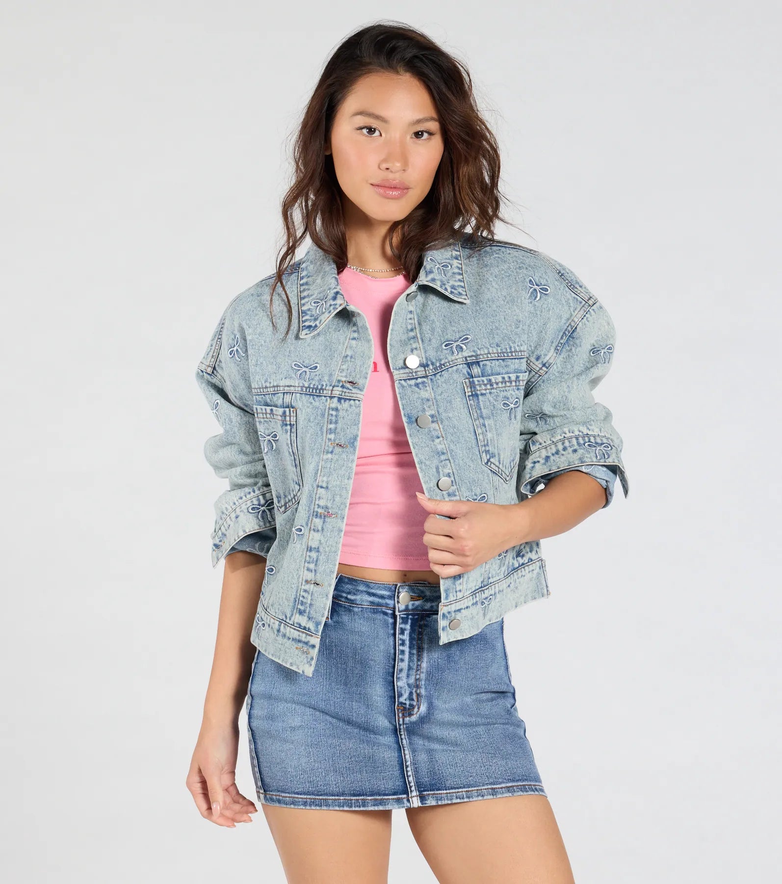 Iconic Cutie Bow Trucker Denim Jacket