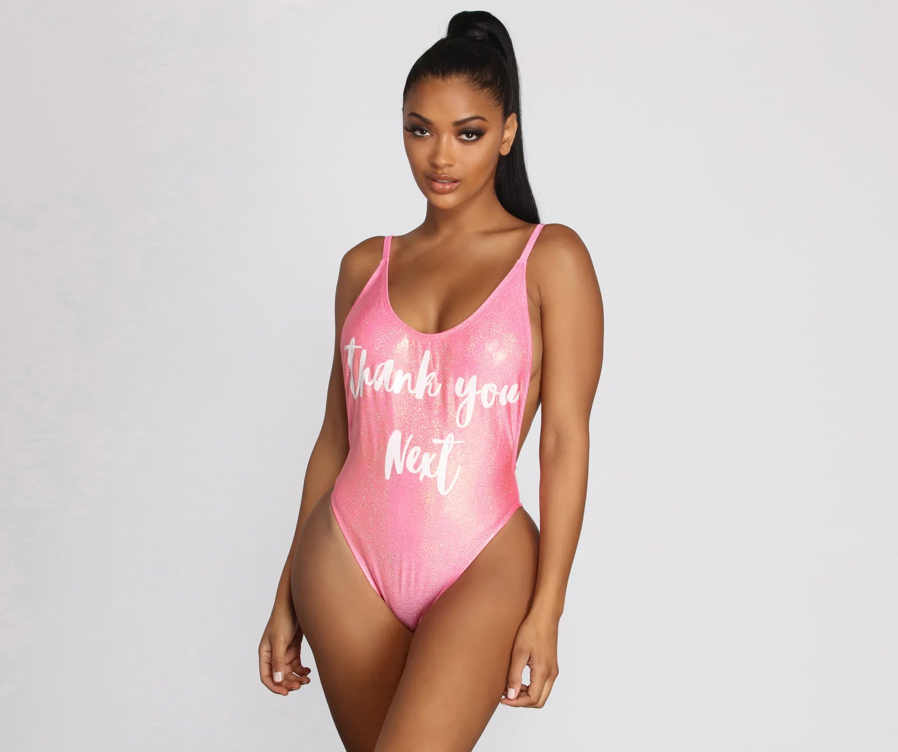 Metallic Female SwimwearThank You Next Swimsuit