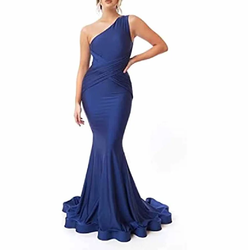 bodycon dresses for office wearOne Shoulder Mermaid Bridesmaid Dresses Ruched Bodycon Prom Dress Long Formal Evening Gowns