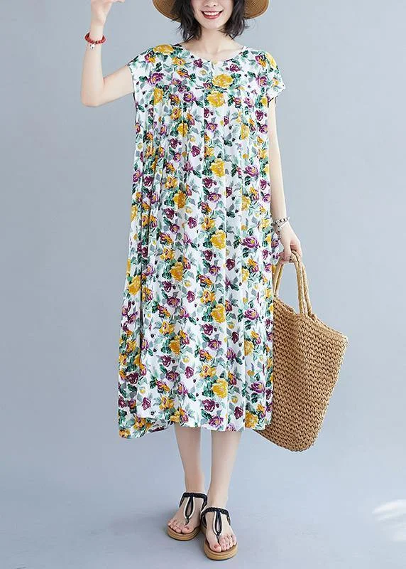 maxi dresses with hidden pocketsItalian yellow print pattern o neck pockets long summer Dresses