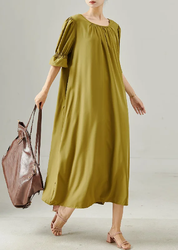 maxi dresses for plus sizeElegant Yellow Cotton Long Dresses Oversized Summer