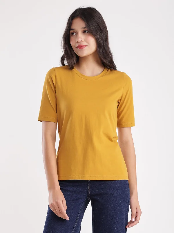 women's T-shirts with short sleevesLivSoft Cotton T-Shirt - Mustard