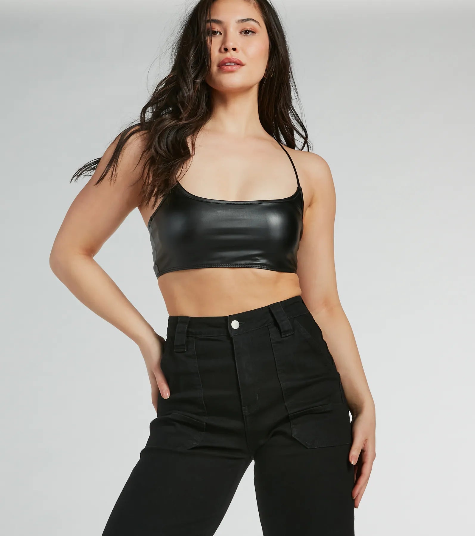 Lingerie BrasIn The Moment Scoop Neck Faux Leather Bralette