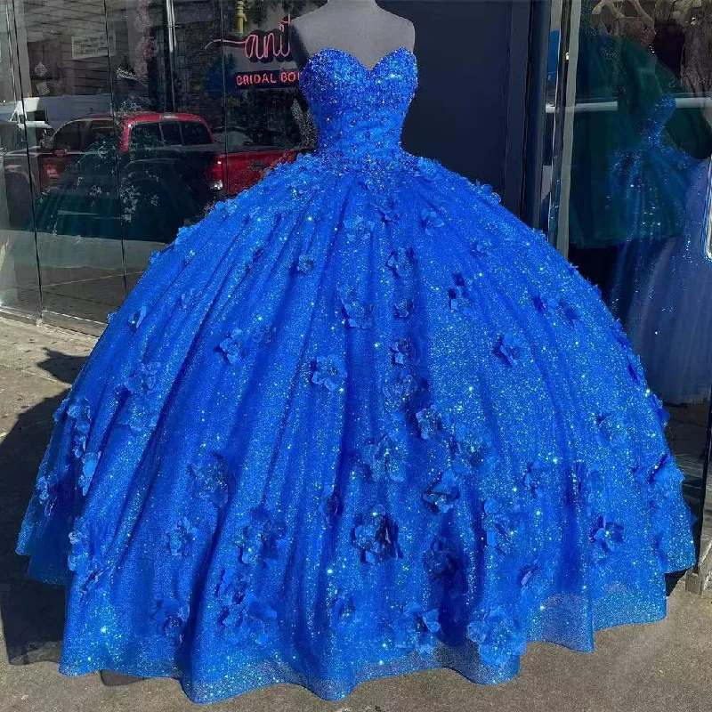 polyester party dressesSequined Quinceanera Desses Beading Appliques Sweetheart Sleeveless For Sweet Girl Party Princess Ball Gown Vestidos De 15 Años