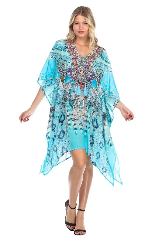 Relaxed-Fit Female SwimwearWomen Casual Swimwear Swimsuit Cover Up Short Beach Dress Caftan | Hot Boho