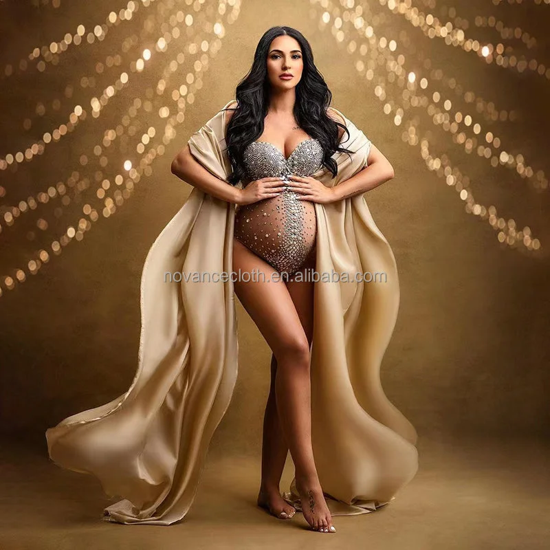 Nocance Y1443 Maternity Clothes Manufacturers Beaded Plus Size See Through Photo Shoot Pregnancy Sexy Clothes For Women Vestidos