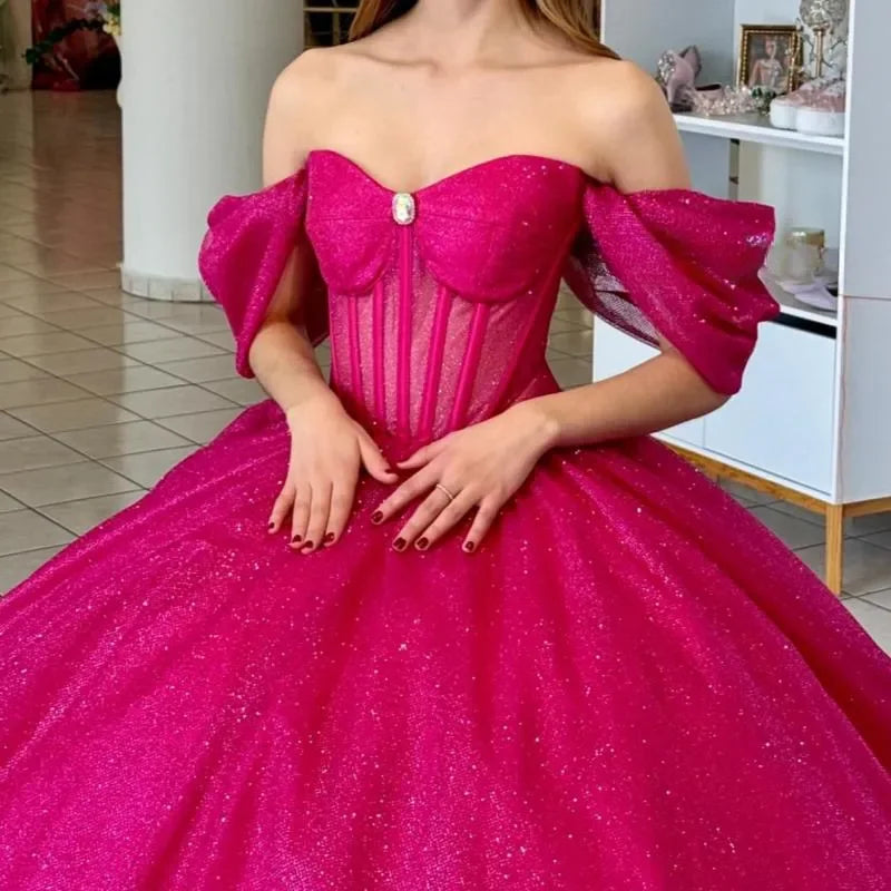 empire waist party dressesPretty Rose Red Quinceanera Dresses Off The Shoulder Tull Party Birthday Corset Ball Gown Sweet Vestidos 15 De Anos customized