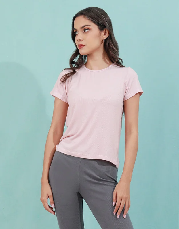 women's T-shirts with moisture-wicking fabricSimple Rib T-Shirt