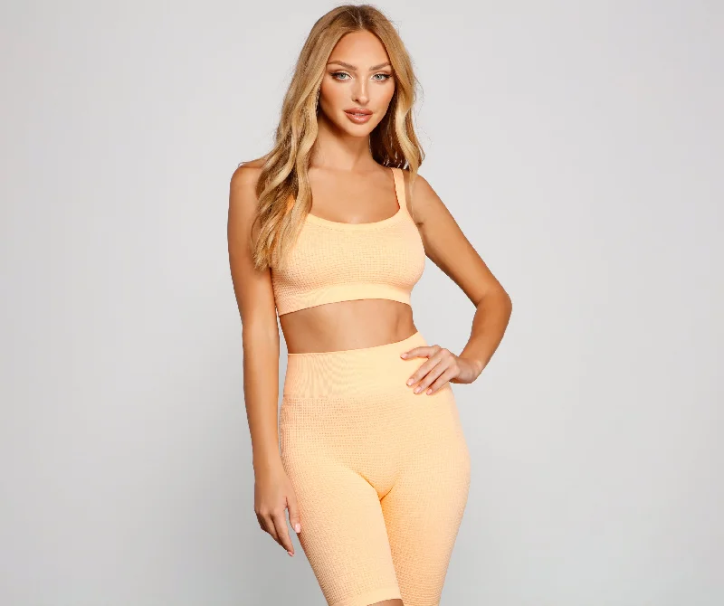 Daily Wear Seamless BrasCasual Cutie Waffle Knit Bralette