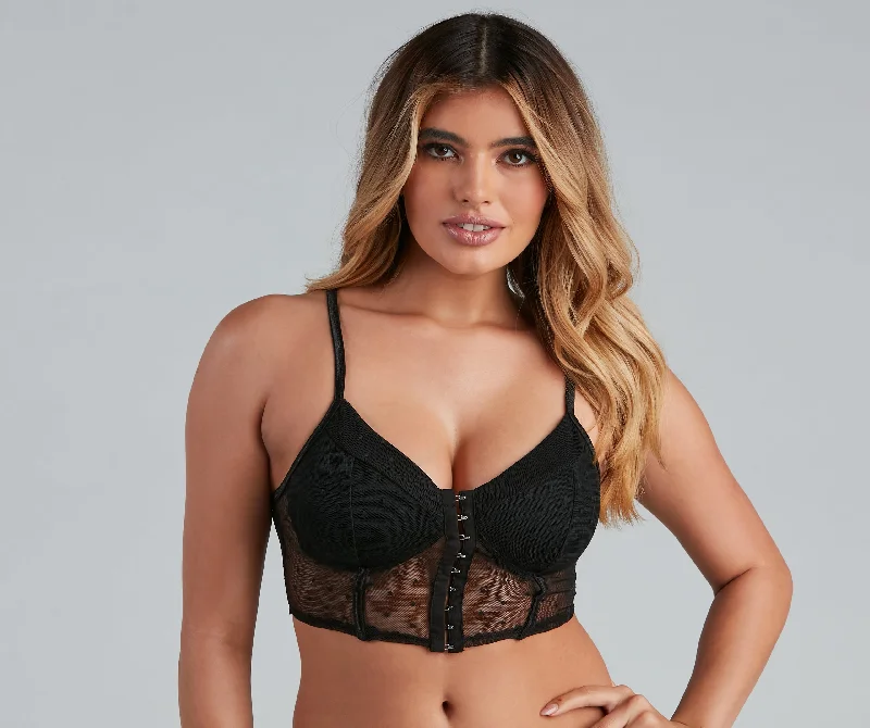 Adjustable BrasChic Spotted Mesh Dot Longline Bralette