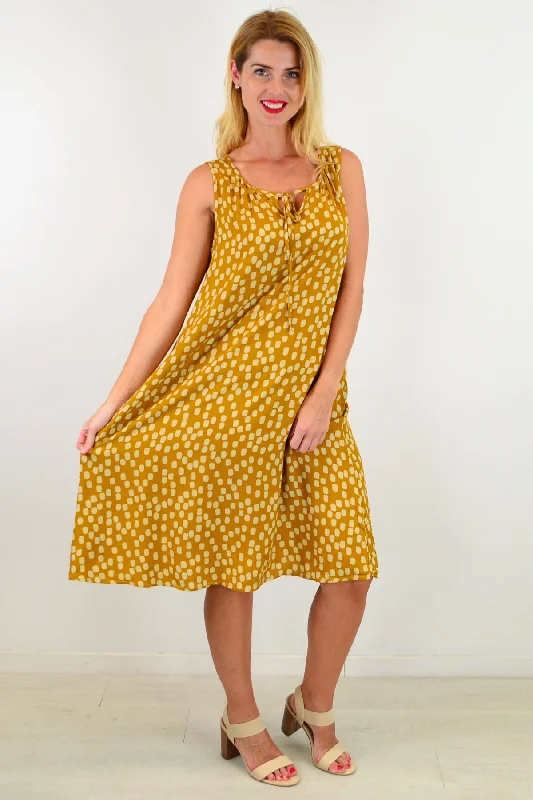 maxi dresses with removable beltsMustard Long Dot Sleeveless Tunic Dress