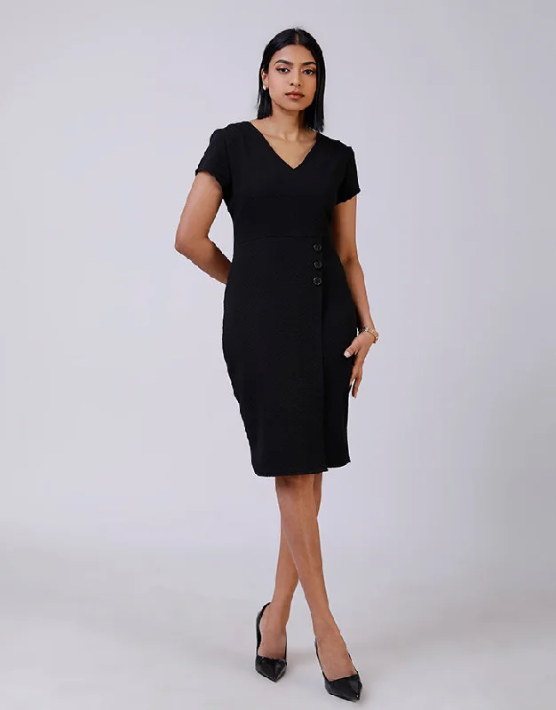 bodycon dresses for all-day comfortV-Neck Bodycon Dress with Side Buttons