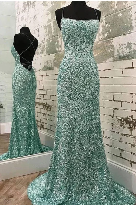 bridesmaid party dressesSparkly Mint Sequin Mermaid Long Party Prom Dress For Women, Shiny Evening Dress