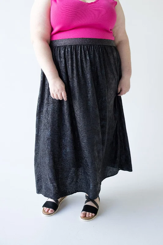 women's fair-trade solid-color skirtsSHIMMERY MIDI LENGTH A-LINE SKIRT