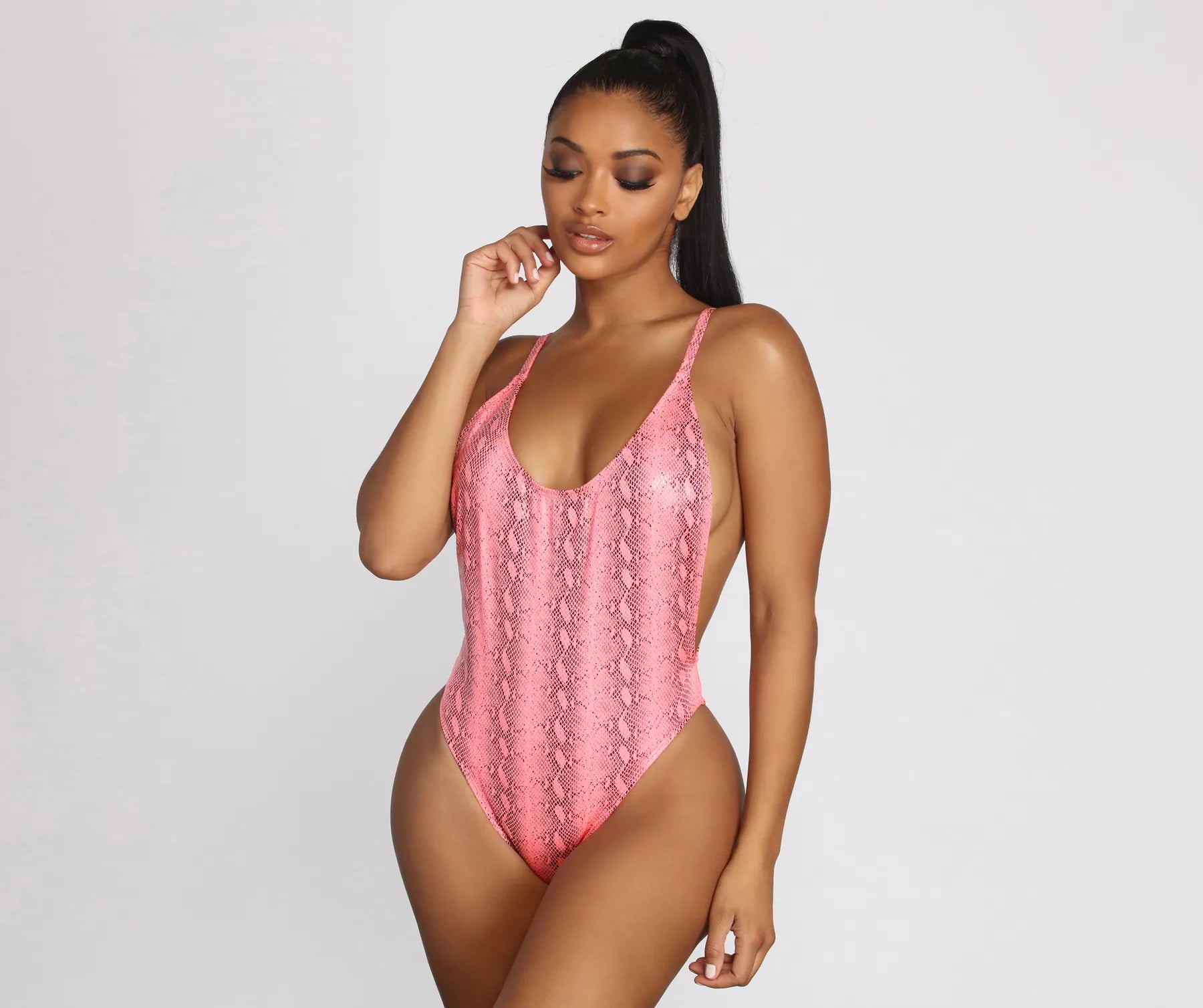 Striped Female SwimwearGet The Scoop Snake Swimsuit