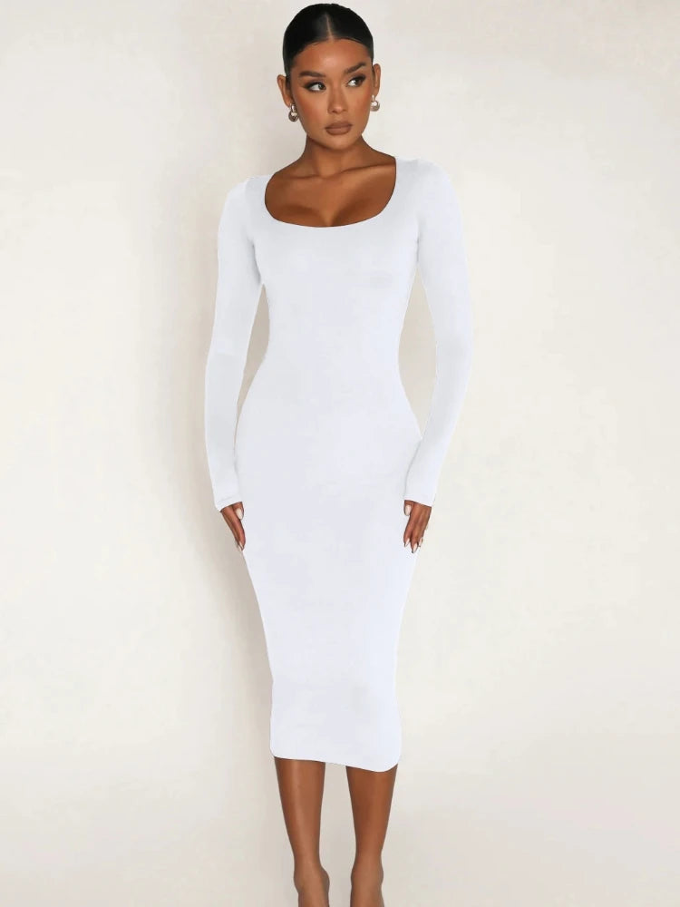 bodycon dresses with pocketsDressBetty - 2024 Classics Solid Collar Long-sleeved Vintage Sexy Bodycon Dress