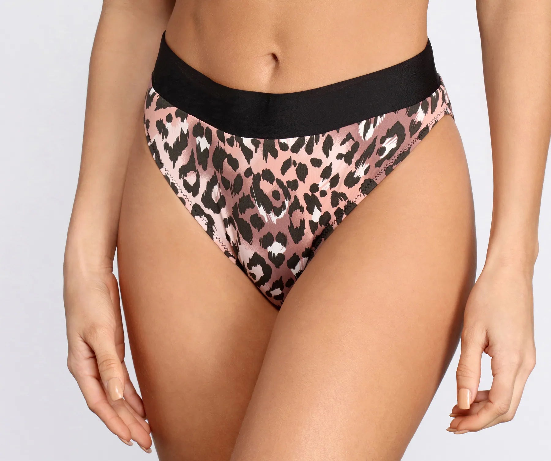 Bow-Accented Female SwimwearPurrfect Match Leopard High Waist Swim Bottoms