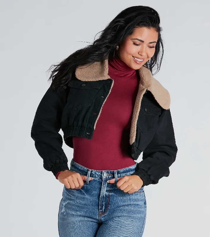 Layer On The Cozy Vibes Faux Sherpa Denim Jacket