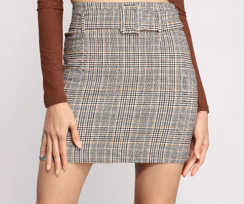 women's lace skirtsSuch A Babe Belted Plaid Mini Skirt